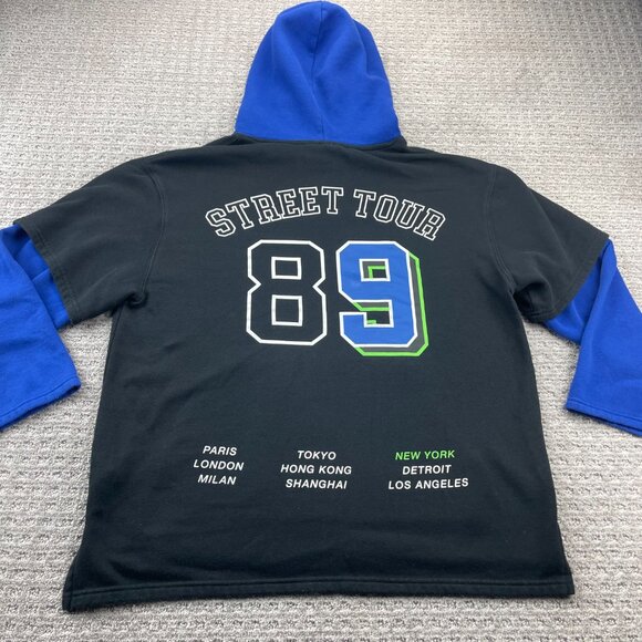 No Fear Street Tour 89 Retro Basketball Hoodie Men Small S Black Blue Hoops Hoop - Picture 8 of 13